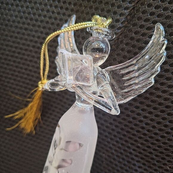 Lenox Joyous Tidings Believe Angel Ornament 6" Frosted Glass with Crystal Trim - Picture 1 of 16